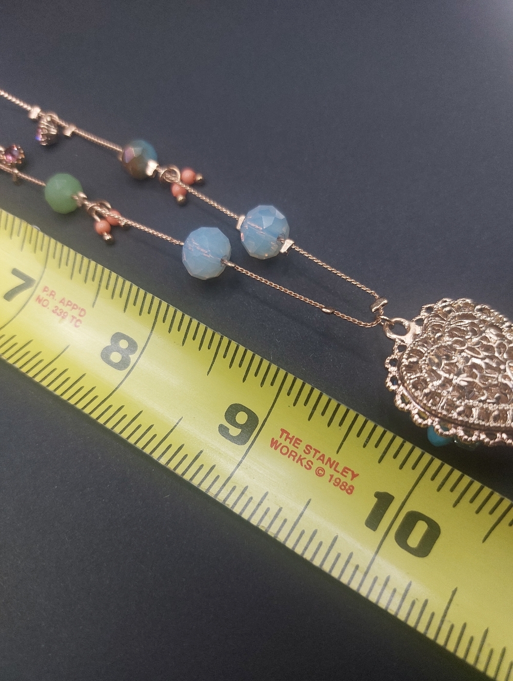 Betsey Johnson Gold Toned Bead And Heart Illusion Three Strand Dainty Necklace - Picture 14 of 14